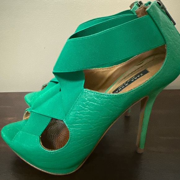 Zara Emerald Green Heeled Sandals - Picture 10 of 14